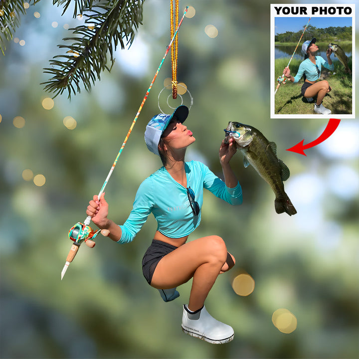 Catch of the Day - Personalized Photo Mica Ornament - Christmas Gift For Anglers And Fishing Enthusiasts