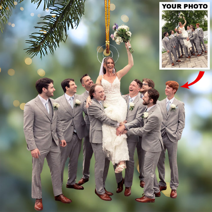 Joyful Wedding Moment - Personalized Photo Mica Ornament - Christmas Gift For Newlywed Couples, Family Members