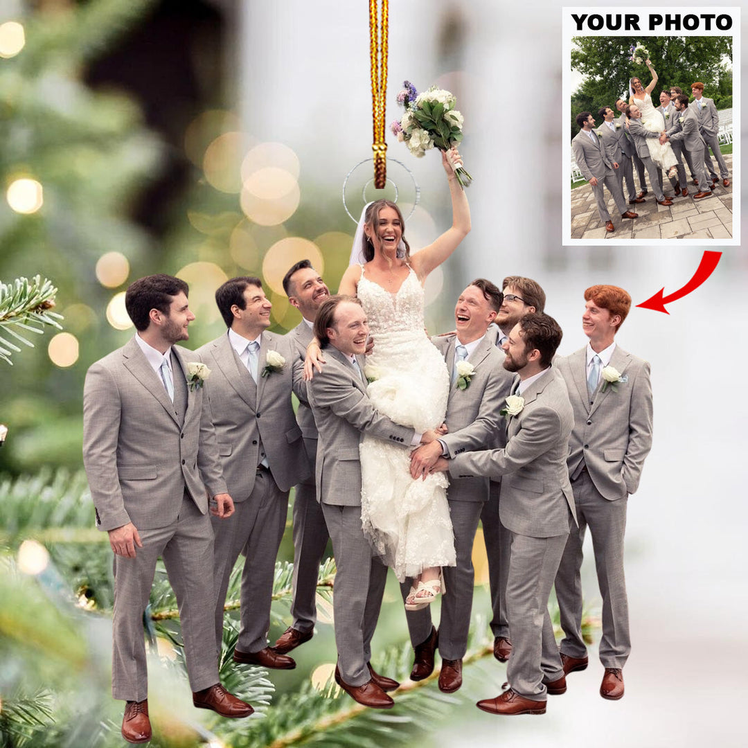 Joyful Wedding Moment - Personalized Photo Mica Ornament - Christmas Gift For Newlywed Couples, Family Members