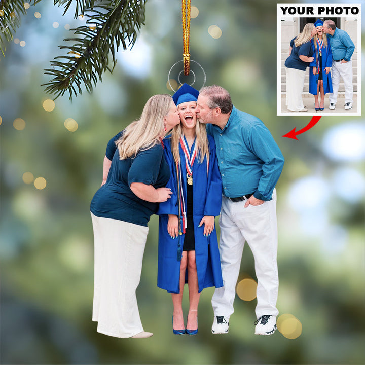 Parents By My Side - Personalized Photo Mica Ornament - Christmas Gift For Family Members, Friends