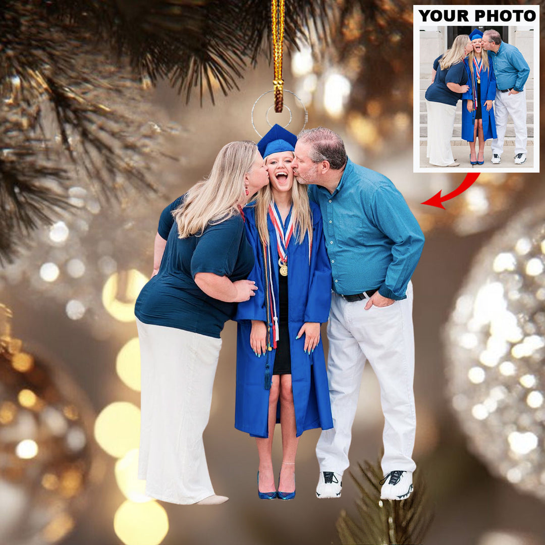 Parents By My Side - Personalized Photo Mica Ornament - Christmas Gift For Family Members, Friends