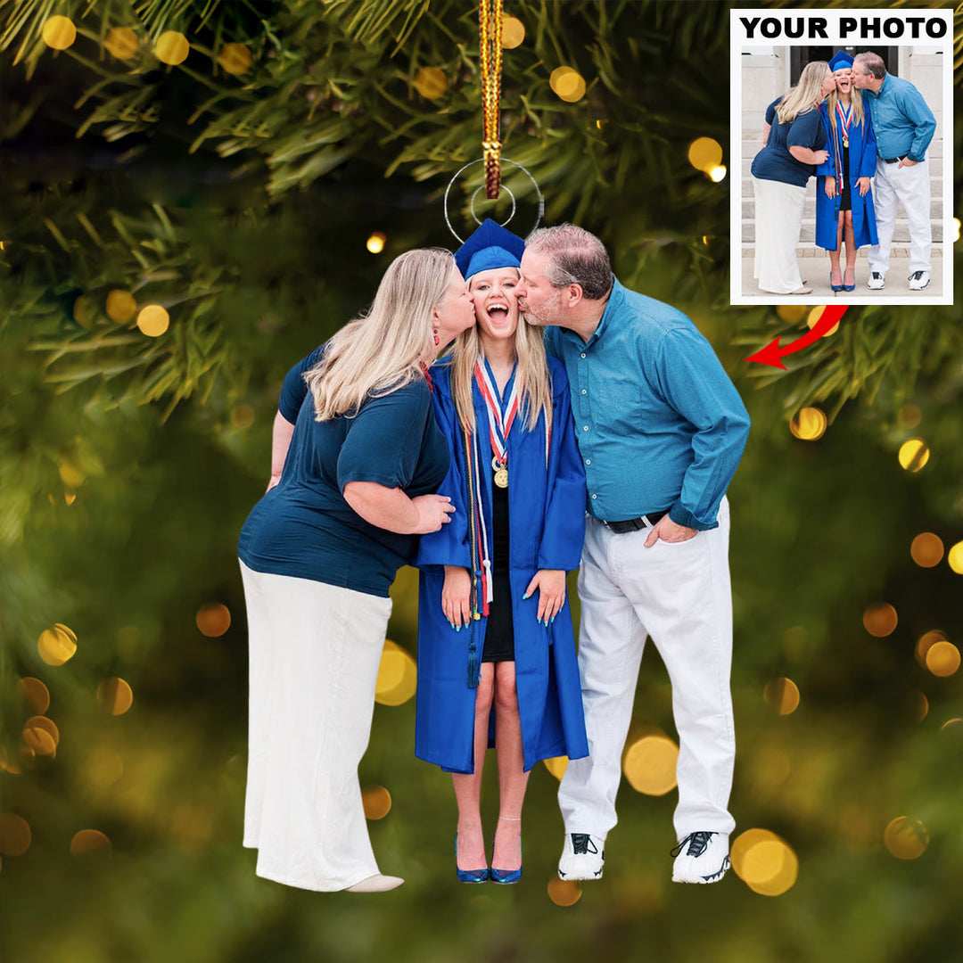 Parents By My Side - Personalized Photo Mica Ornament - Christmas Gift For Family Members, Friends