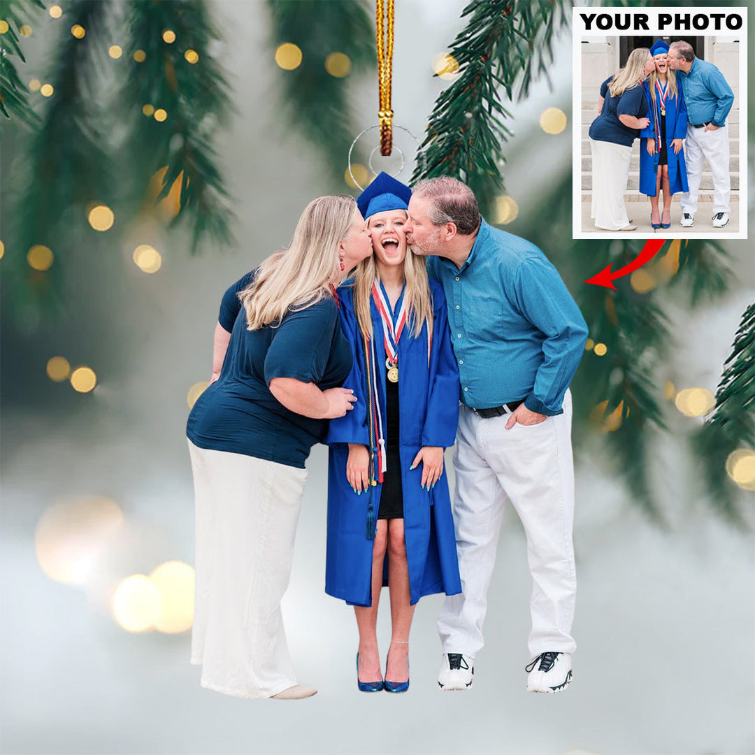 Parents By My Side - Personalized Photo Mica Ornament - Christmas Gift For Family Members, Friends