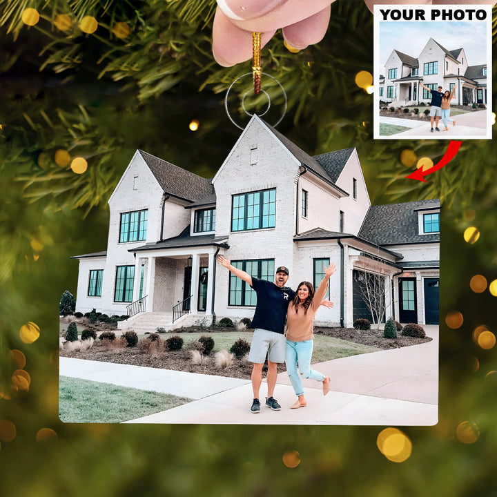 Hello New Home - Personalized Photo Mica Ornament - Christmas Gift For Family Members