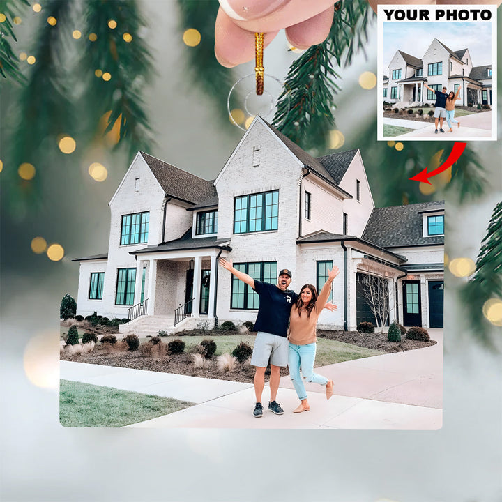 Hello New Home - Personalized Photo Mica Ornament - Christmas Gift For Family Members