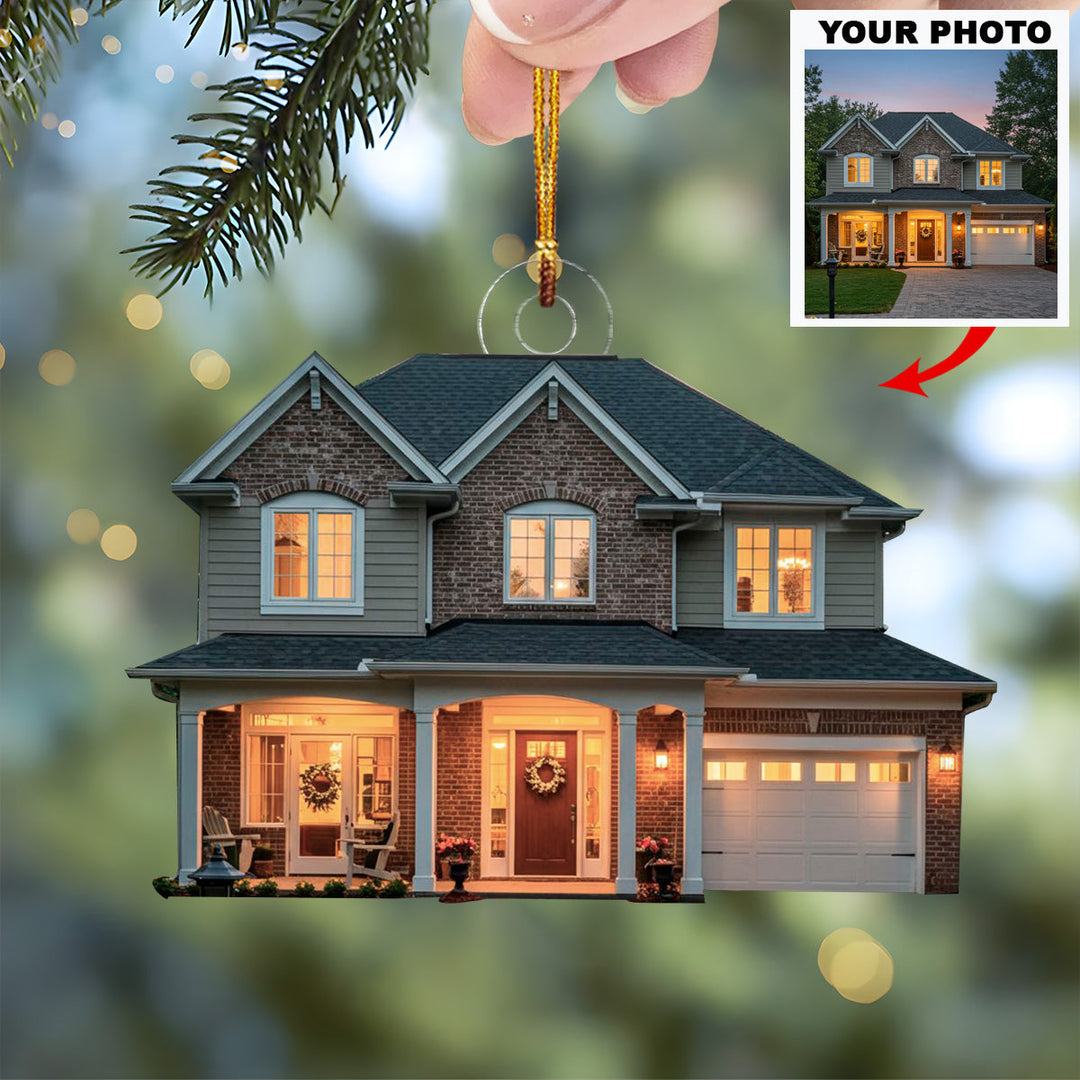 New House - Personalized Photo Mica Ornament - Christmas Gift For Family Members