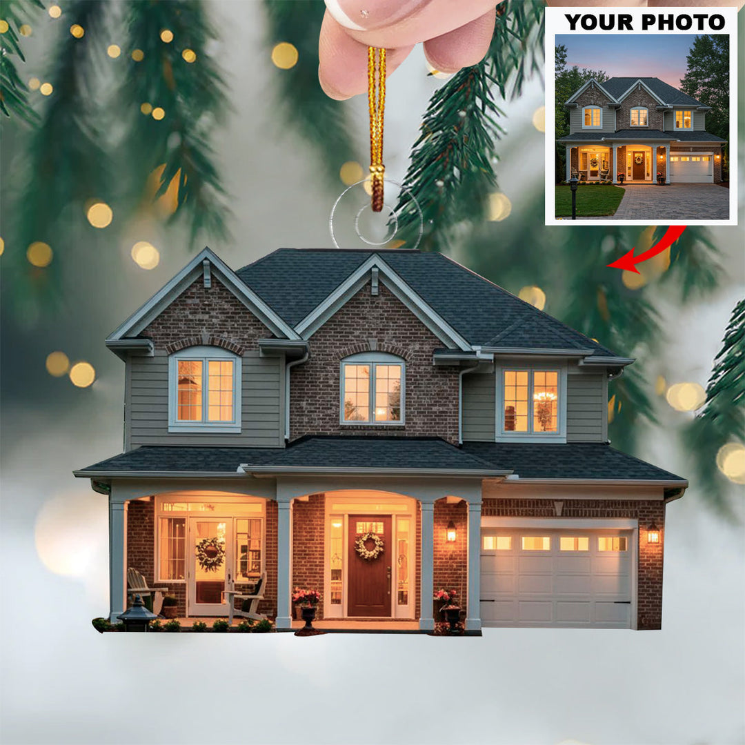 New House - Personalized Photo Mica Ornament - Christmas Gift For Family Members