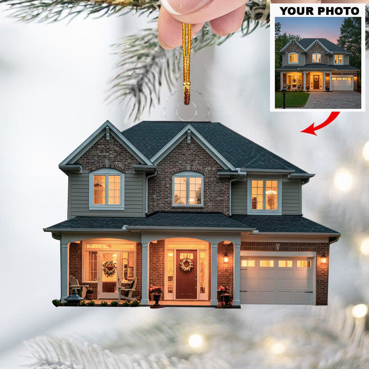 New House - Personalized Photo Mica Ornament - Christmas Gift For Family Members