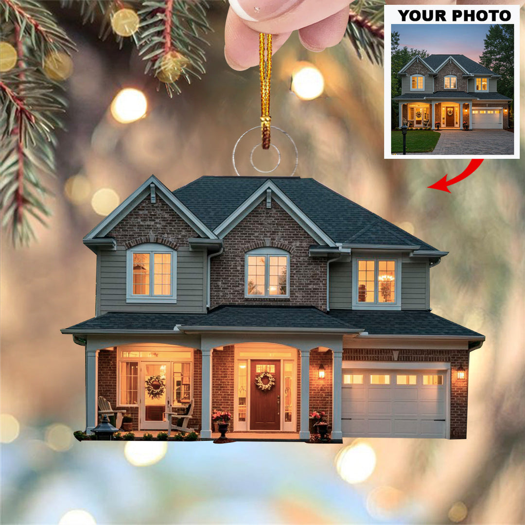 New House - Personalized Photo Mica Ornament - Christmas Gift For Family Members