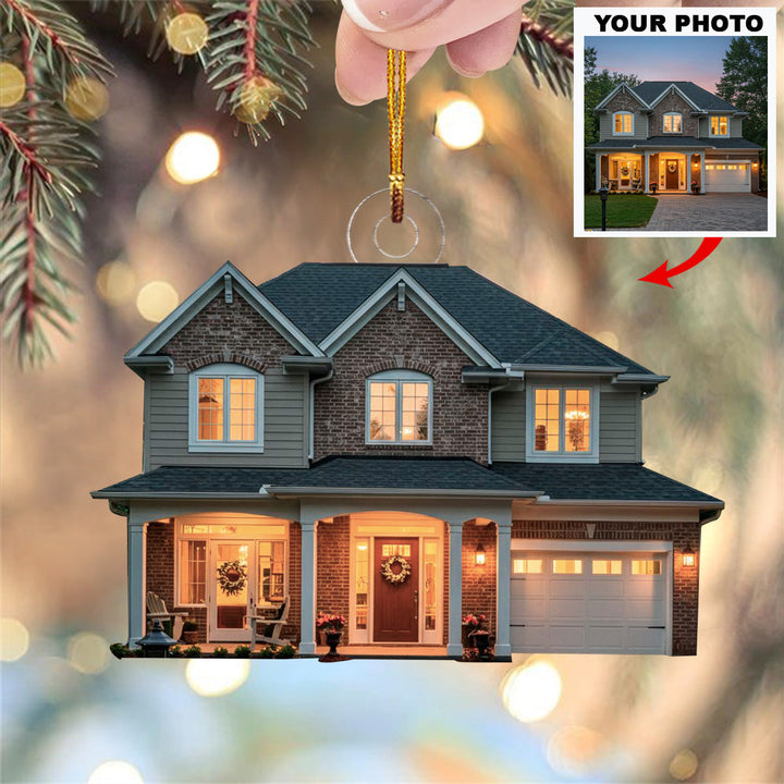 New House - Personalized Photo Mica Ornament - Christmas Gift For Family Members