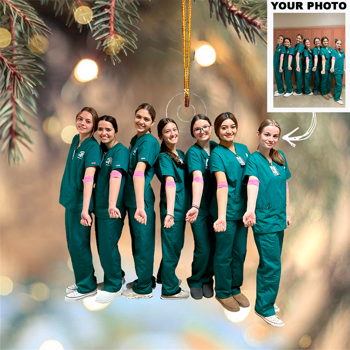 Hands of Care - Personalized Photo Mica Ornament - Christmas Gift For Nurses