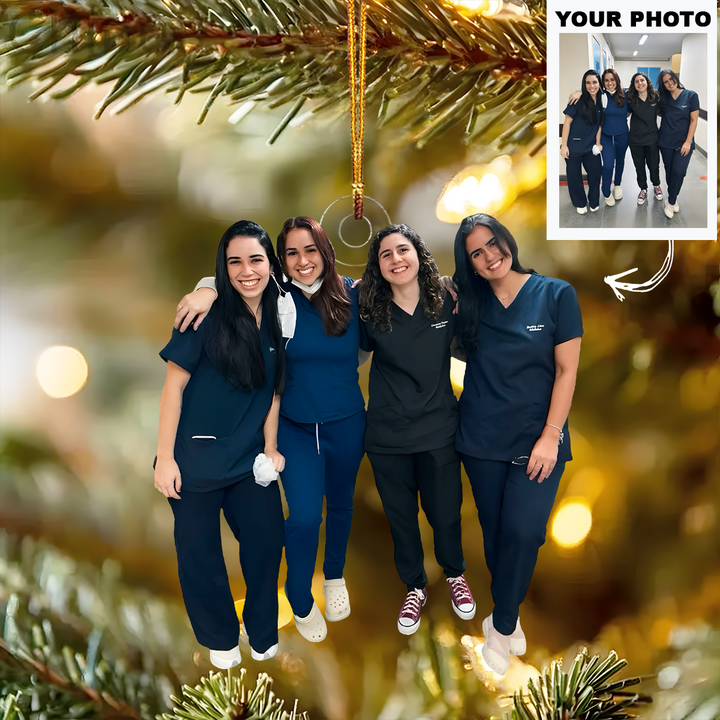 Smiles in Scrubs - Personalized Photo Mica Ornament - Christmas Gift For Nurses