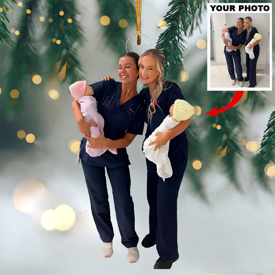 Nurturing Hearts - Personalized Photo Mica Ornament - Christmas Gift For Nurses