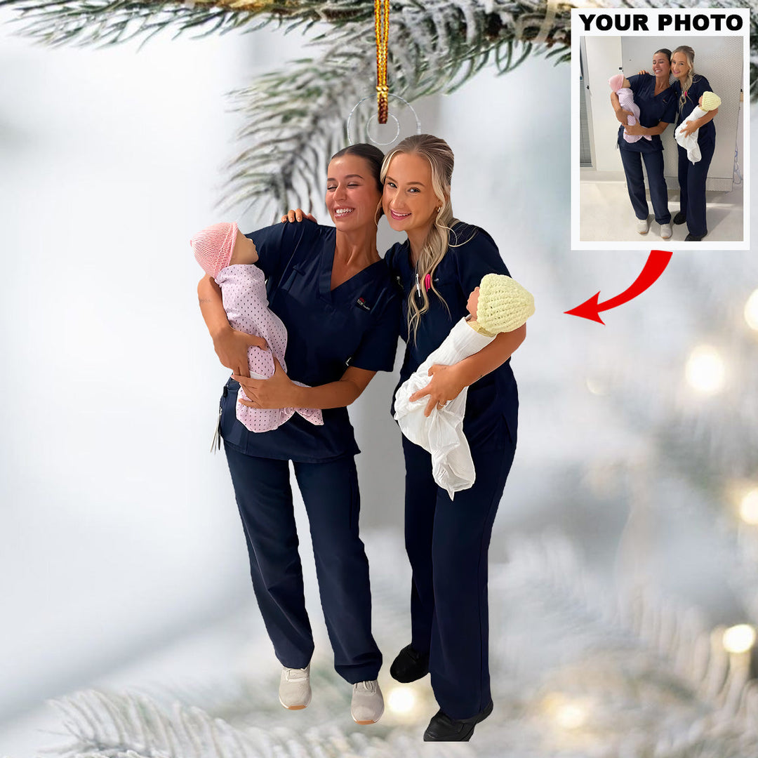Nurturing Hearts - Personalized Photo Mica Ornament - Christmas Gift For Nurses