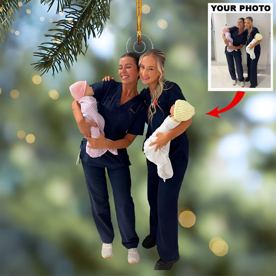 Nurturing Hearts - Personalized Photo Mica Ornament - Christmas Gift For Nurses
