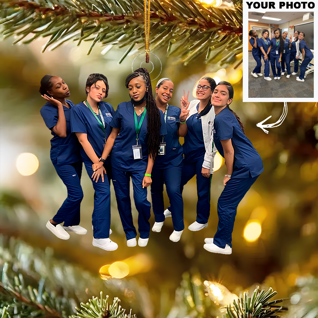 Joyful Nurses - Personalized Photo Mica Ornament - Christmas Gift For Nurses