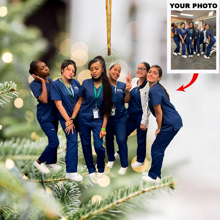 Joyful Nurses - Personalized Photo Mica Ornament - Christmas Gift For Nurses