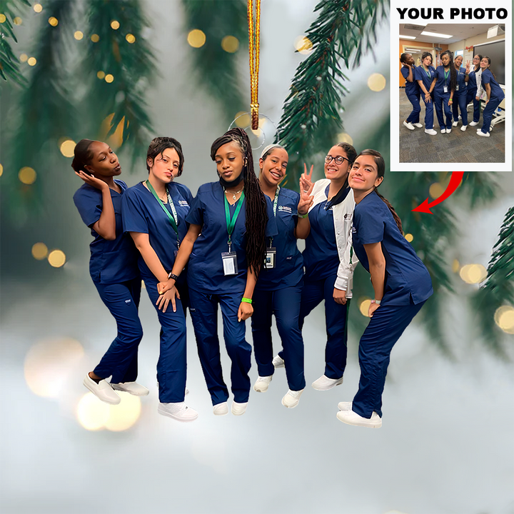 Joyful Nurses - Personalized Photo Mica Ornament - Christmas Gift For Nurses