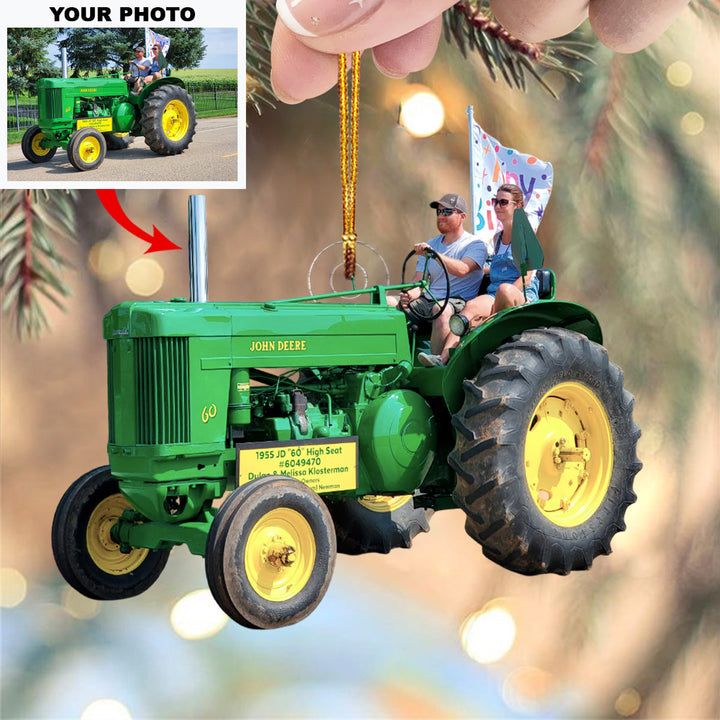 Green Tractor Parade - Personalized Photo Mica Ornament - Christmas Gift For Family Members