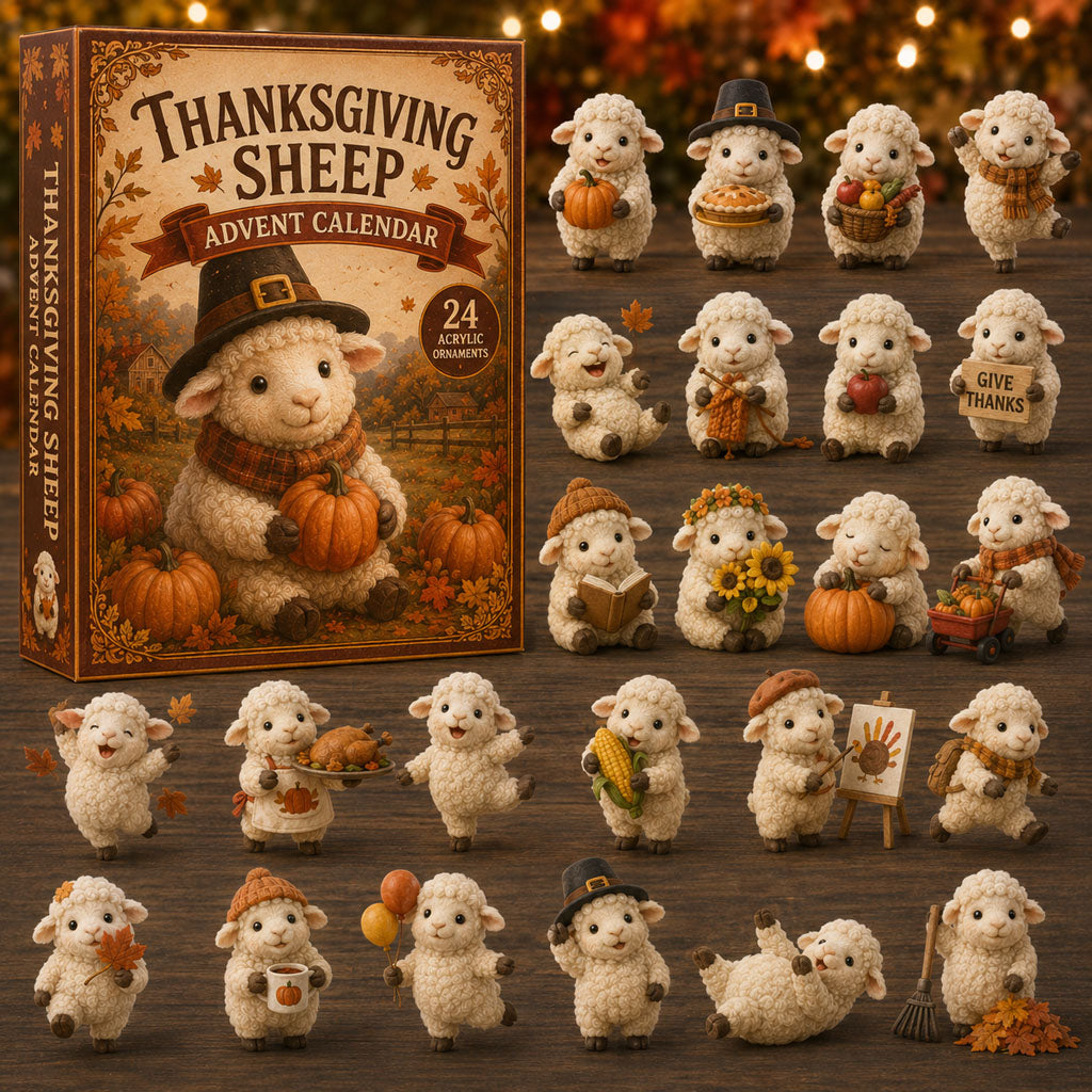 CHRISMAST KICKOFF 40% OFF - Thanksgiving Sheep Harvest Advent Calendar 2026 - 24-Day Festive Countdown, Acrylic Charms Blind Box - Gift For Sheep Lovers AC0TM158