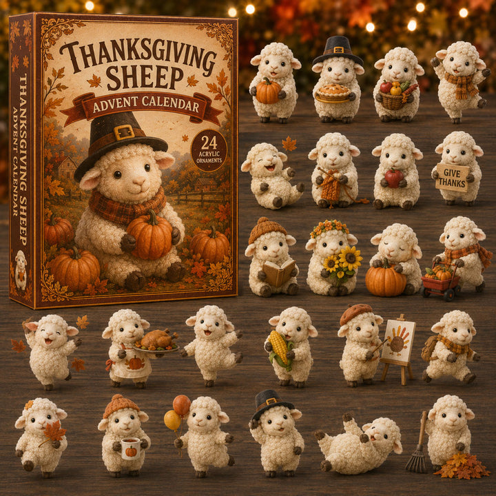 CHRISMAST KICKOFF 40% OFF - Thanksgiving Sheep Harvest Advent Calendar 2026 - 24-Day Festive Countdown, Acrylic Charms Blind Box - Gift For Sheep Lovers AC0TM158