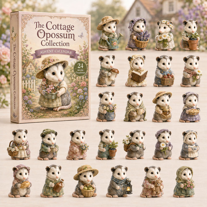 CHRISTMAS KICKOFF 40% OFF - The Cottage Opossum Collection Advent Calendar 2026 - 24-Day Festive Countdown, Acrylic Charms Blind Box - Gift For Opossum Lovers AC0TH169