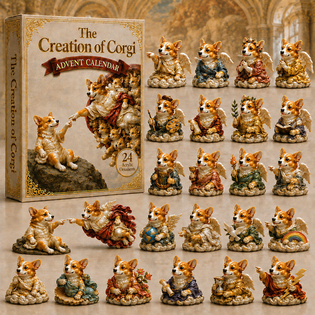 CHRISTMAS KICKOFF 40% OFF - The Creation Of Corgi Advent Calendar 2026 - 24-Day Festive Countdown, Acrylic Charms Blind Box - Gift For Corgi Lovers AC0TH112