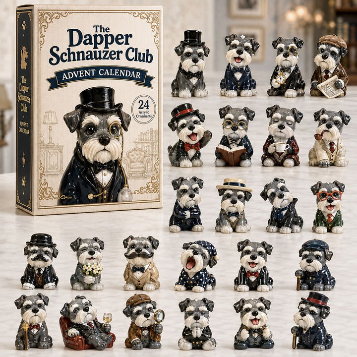 CHRISTMAS KICKOFF 40% OFF - The Dapper Schnauzer Club Advent Calendar 2026 - 24-Day Festive Countdown, Acrylic Charms Blind Box - Gift For Schnauzer Lovers AC0HA140