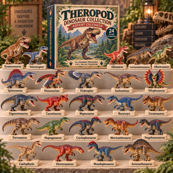 CHRISTMAS KICKOFF 40% OFF - Theropod Dinosaur Collection Advent Calendar 2026 - 24-Day Festive Countdown, Acrylic Charms Blind Box - Gift For Dinosaurs Lovers AC0TM404