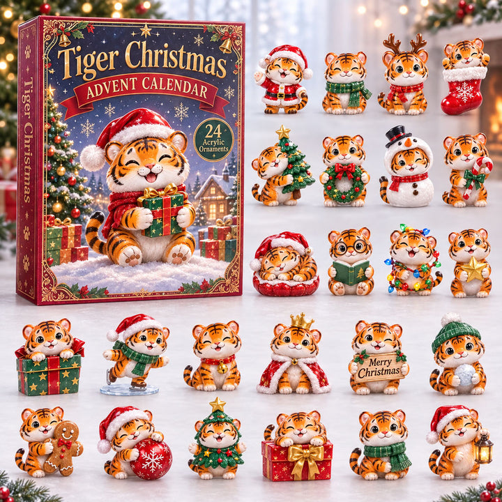 CHRISTMAS KICKOFF 40% OFF - Tiger Christmas Advent Calendar 2026 - 24-Day Festive Countdown, Acrylic Charms Blind Box - Gift For Tiger Lovers AC0HA157