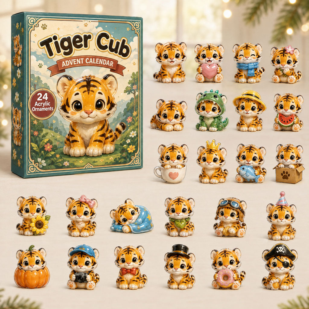 CHRISTMAS KICKOFF 40% OFF - Tiger Cub Advent Calendar 2026 - 24-Day Festive Countdown, Acrylic Charms Blind Box - Gift For Tiger Lovers AC0HA158