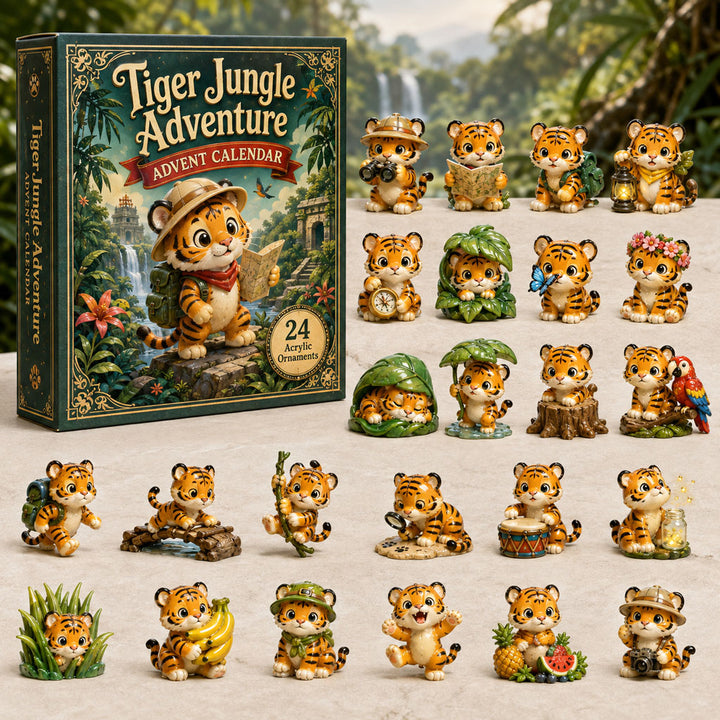 CHRISTMAS KICKOFF 40% OFF - Tiger Jungle Adventure Advent Calendar 2026 - 24-Day Festive Countdown, Acrylic Charms Blind Box - Gift For Tiger Lovers AC0HA159