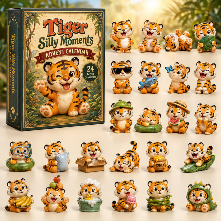 CHRISTMAS KICKOFF 40% OFF - Tiger Silly Moments Advent Calendar 2026 - 24-Day Festive Countdown, Acrylic Charms Blind Box - Gift For Tiger Lovers AC0HA160