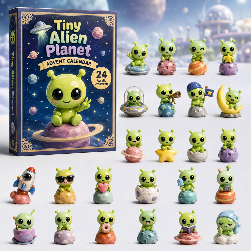 CHRISTMAS KICKOFF 40% OFF - Tiny Alien Planet Advent Calendar 2026 - 24-Day Festive Countdown, Acrylic Charms Blind Box - Gift For Alien Lovers AC0HA193