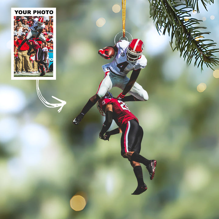 Touchdown Joy - Personalized Photo Mica Ornament - Christmas Gift For Sport Lovers