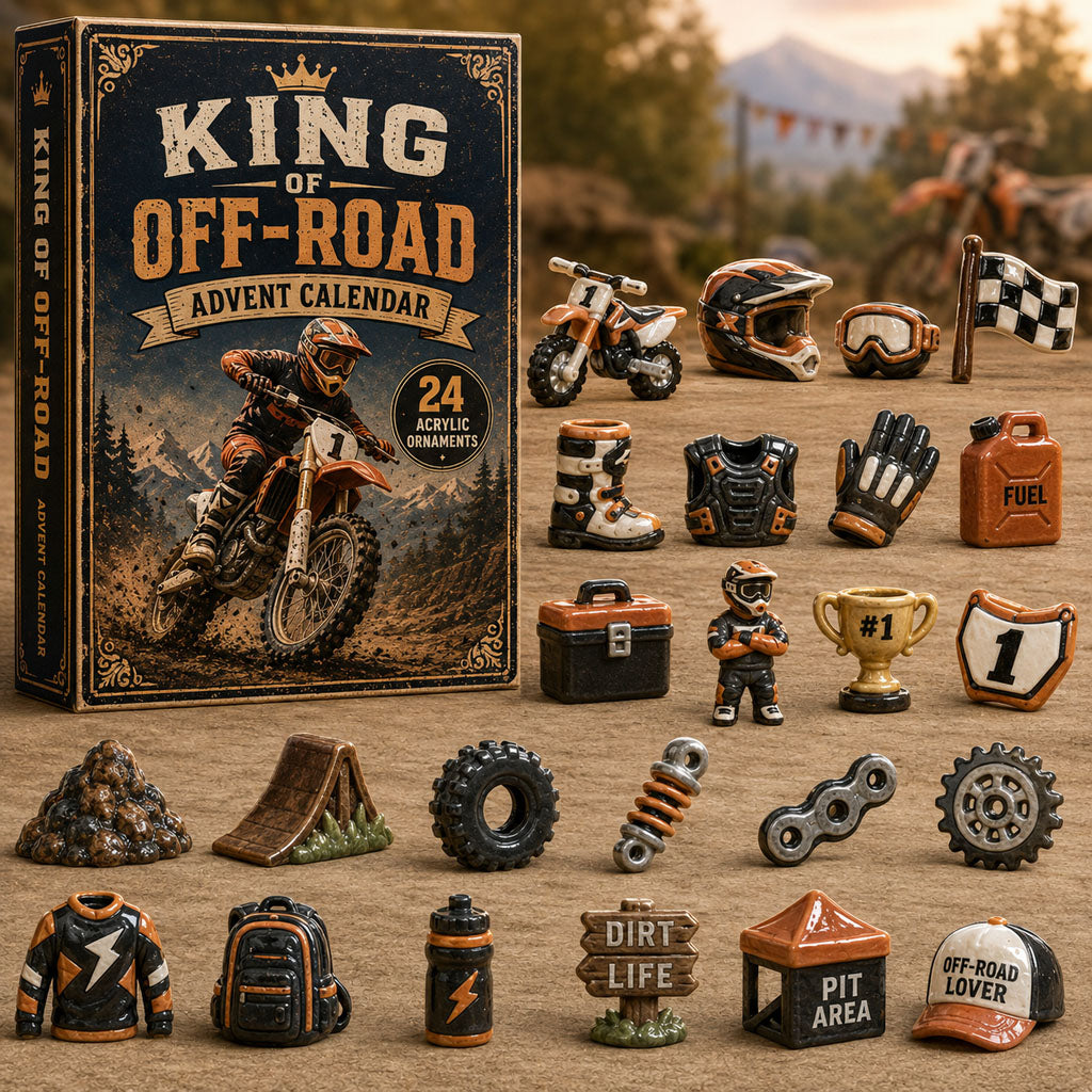 CHRISTMAS KICKOFF 40% OFF - Trail King Advent Calendar 2026 - 24-Day Festive Countdown, Acrylic Charms Blind Box - Gift For Motor Lovers