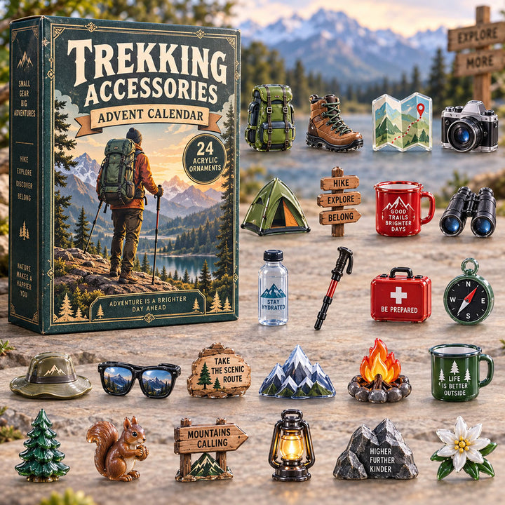 CHRISTMAS KICKOFF 40% OFF - Trekking Accessories Advent Calendar 2026 - 24-Day Festive Countdown, Acrylic Charms Blind Box - Gift For Trekking Lovers AC0NT268