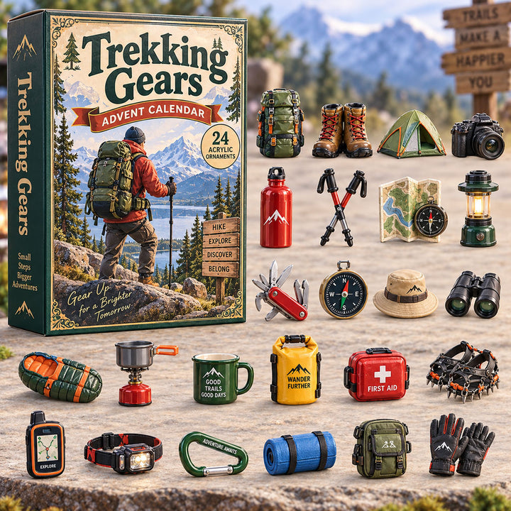 CHRISTMAS KICKOFF 40% OFF - Trekking Gears Advent Calendar 2026 - 24-Day Festive Countdown, Acrylic Charms Blind Box - Gift For Trekking Lovers AC0NT269