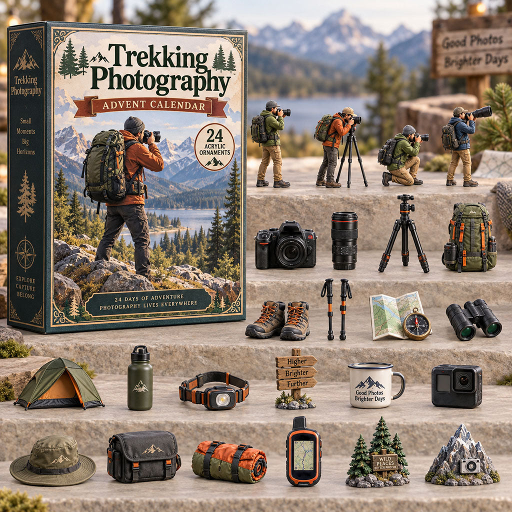 CHRISTMAS KICKOFF 40% OFF - Trekking Photography Advent Calendar 2026 - 24-Day Festive Countdown, Acrylic Charms Blind Box - Gift For Trekking Lovers AC0NT270