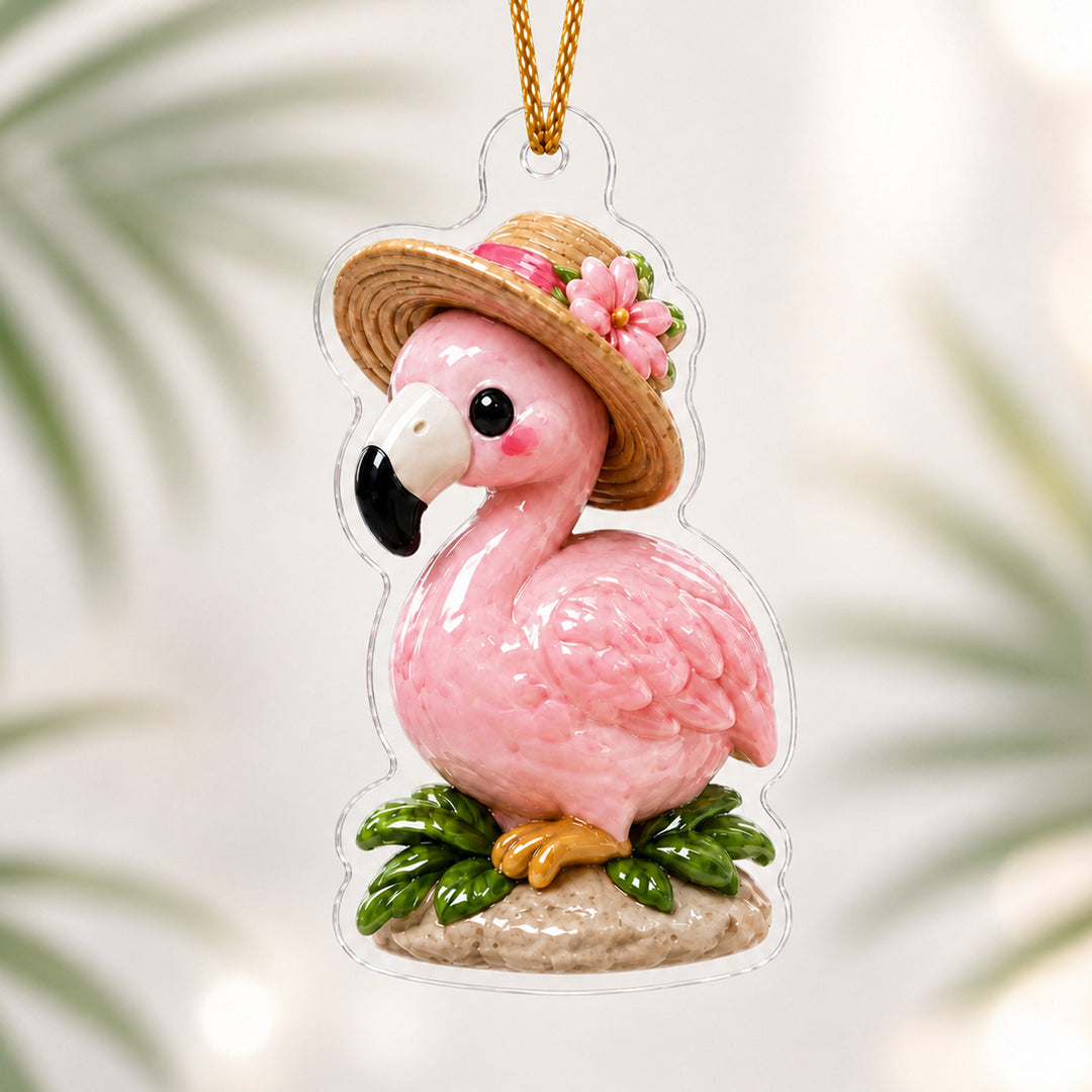 Tropical Belle Flamingo Adorable Mica Ornament NCU0HA010