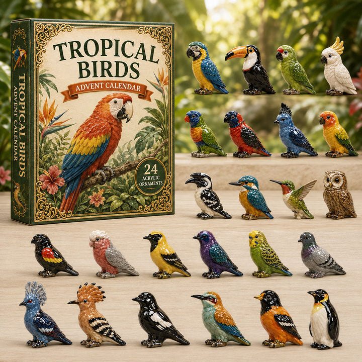 CHRISTMAS KICKOFF 40% OFF - Tropical Birds Advent Calendar 2026 - 24-Day Festive Countdown, Acrylic Charms Blind Box - Gift For Bird Lovers AC0TM211