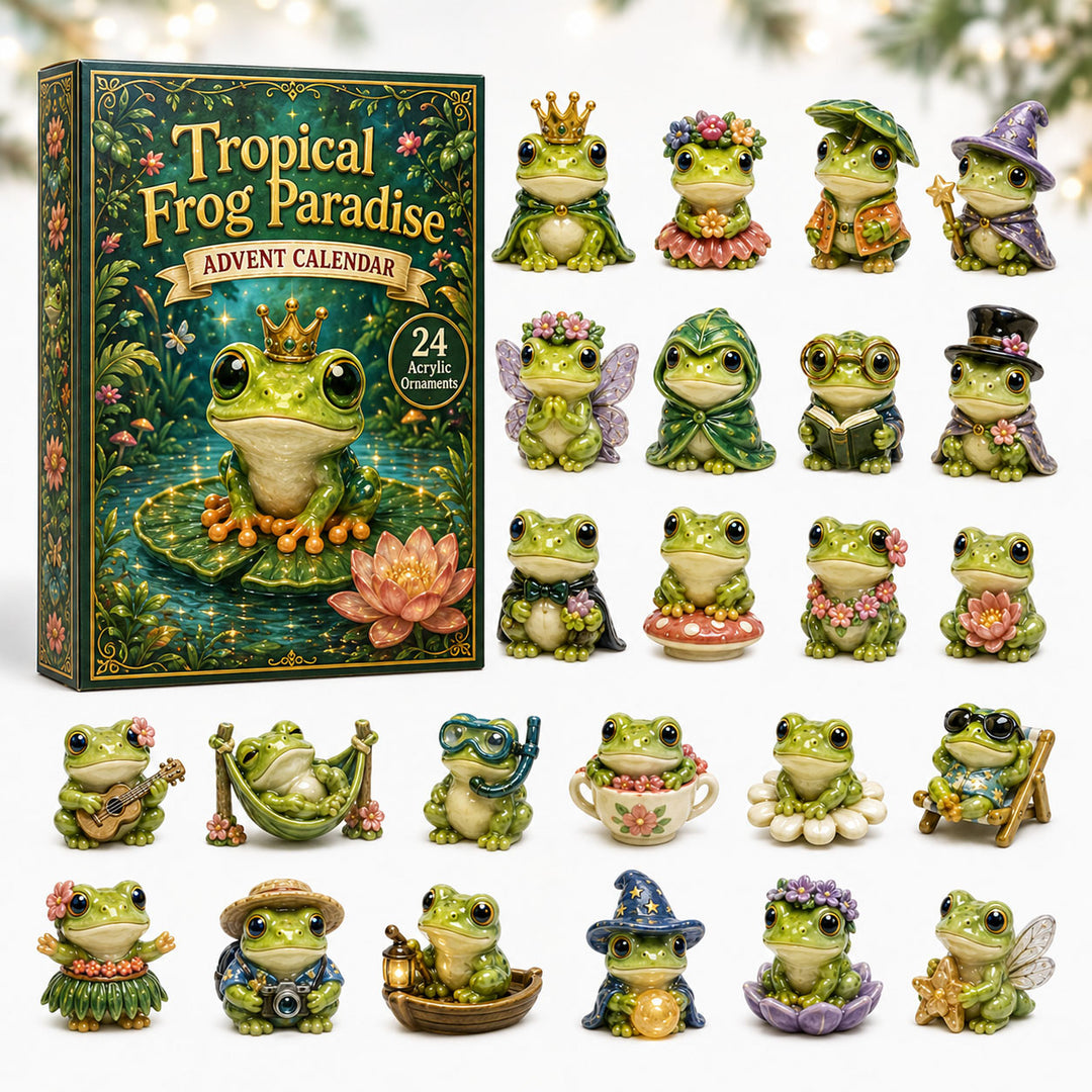 CHRISTMAS KICKOFF 40% OFF - Tropical Frog Advent Calendar 2026 - 24-Day Festive Countdown, Acrylic Charms Blind Box - Gift For Frog Lovers