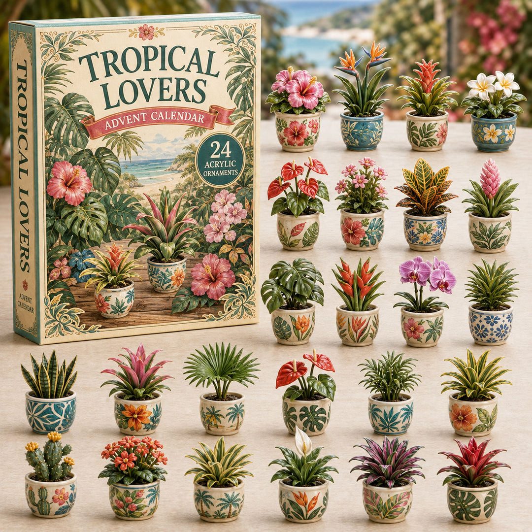 CHRISTMAS KICKOFF 40% OFF - Tropical Garden Advent Calendar 2026 - 24-Day Festive Countdown, Acrylic Charms Blind Box - Gift For Gardening Lovers