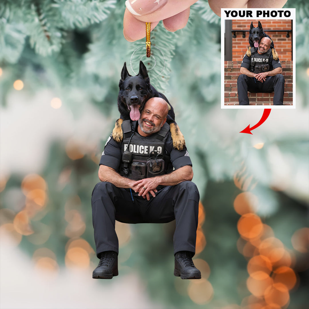 True Companion - Personalized Photo Mica Ornament - Christmas Gift For Policeman