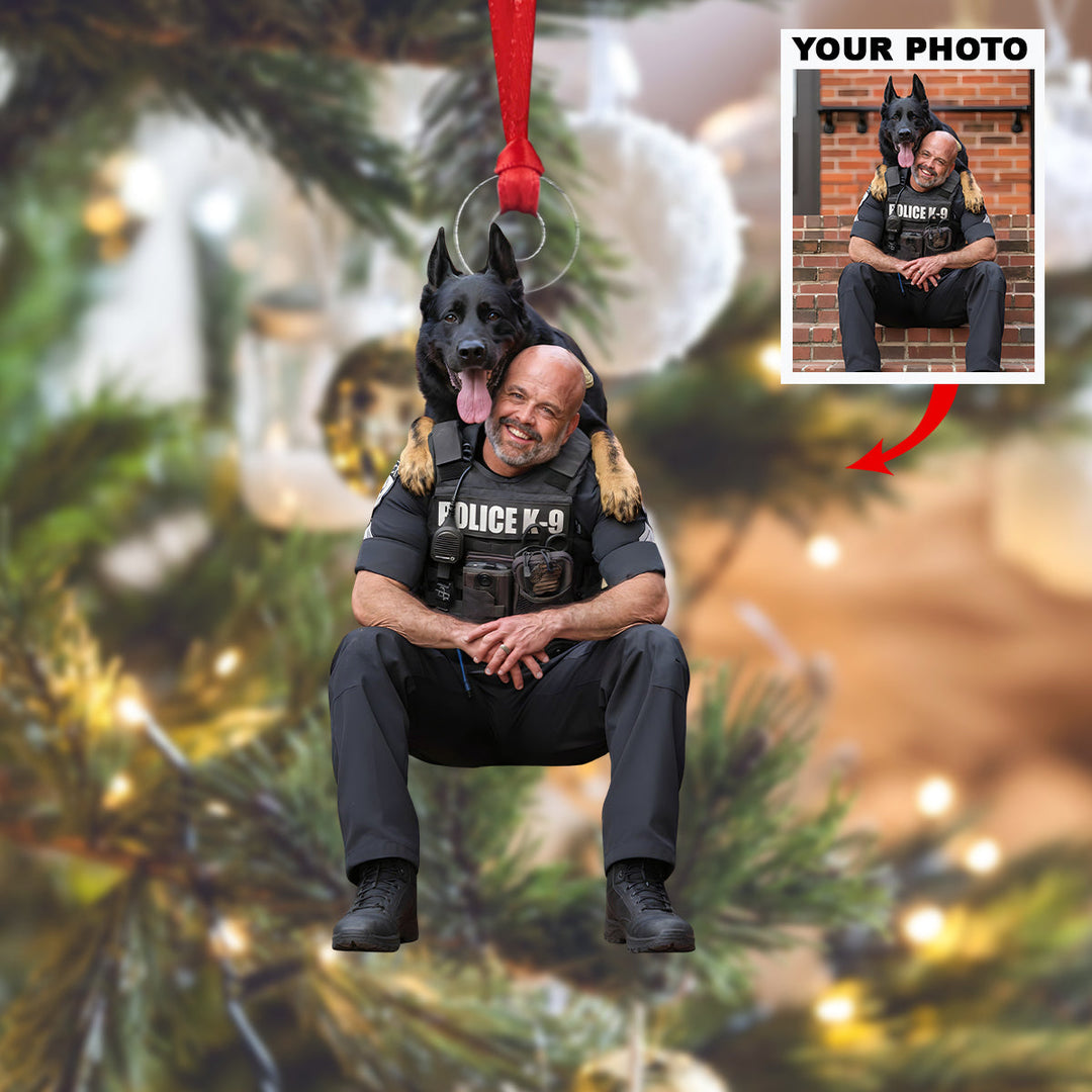 True Companion - Personalized Photo Mica Ornament - Christmas Gift For Policeman