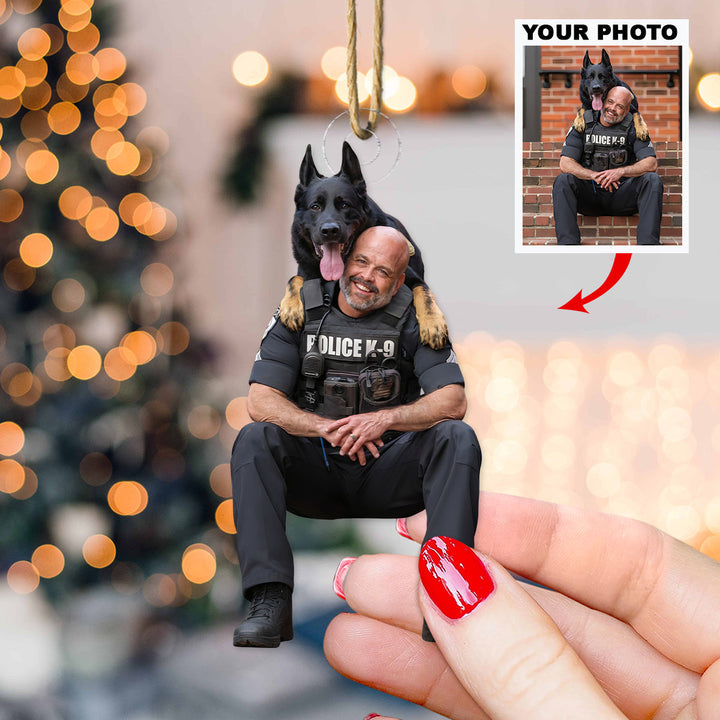True Companion - Personalized Photo Mica Ornament - Christmas Gift For Policeman