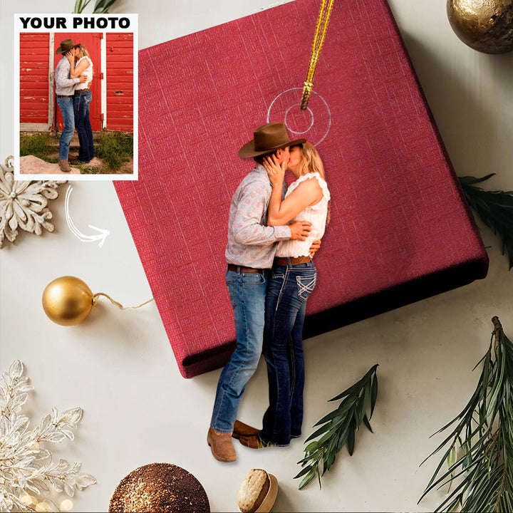 True Love Kiss - Personalized Photo Mica Ornament - Christmas Gift For Couple