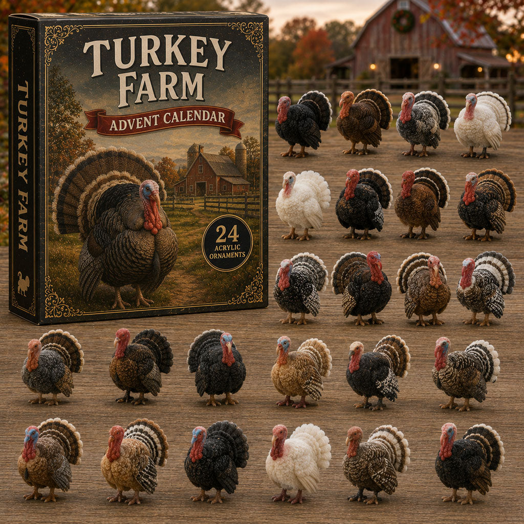 CHRISTMAS KICKOFF 40% OFF - Turkey Farm Advent Calendar 2026 - 24-Day Festive Countdown, Acrylic Charms Blind Box - Gift For Farm Lovers AC0TM024