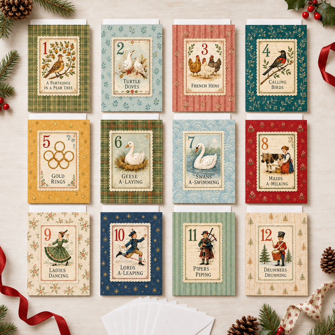 Twelve Days of Holiday Magic Christmas Cards Assortment, Set of 12 - Holiday Greeting Cards GC0TL023