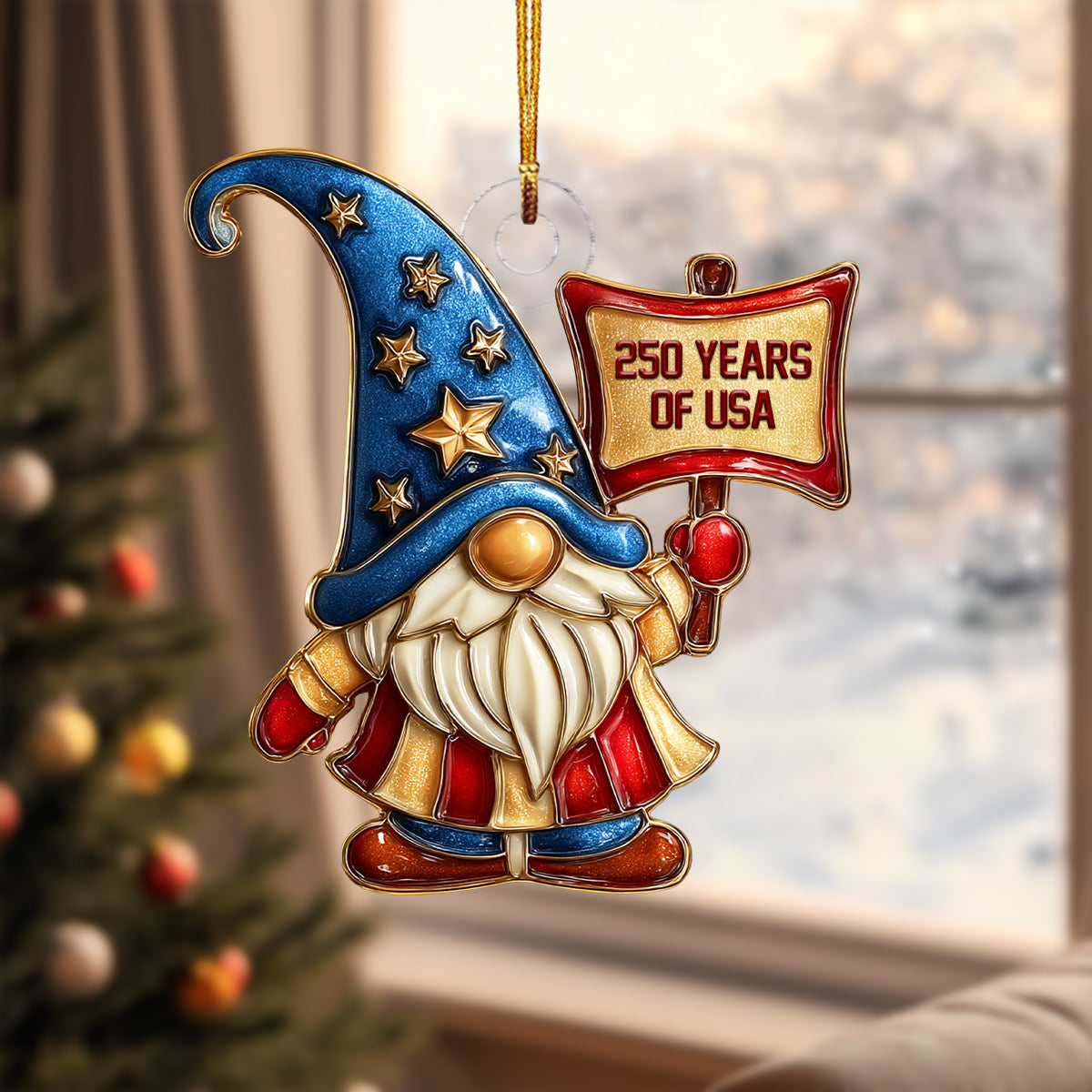 USA 250th Anniversary Gnome Mica Ornament NCU0HT100